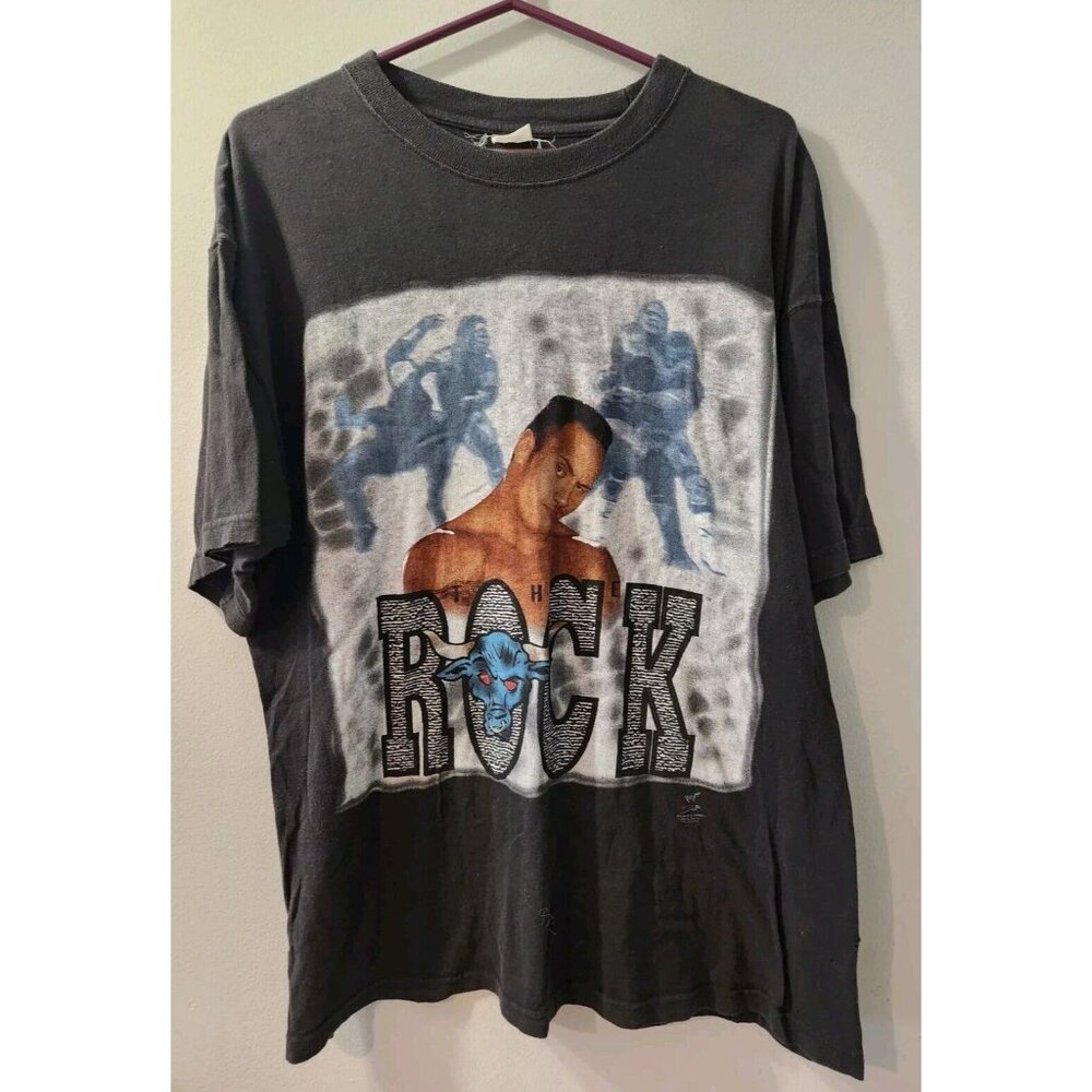 WWF Attitude The Rock Vintage Black T-Shirt Size Unknown See Pictures